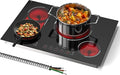 30 Inch Electric Cooktop, 4 Burner Ceramic Stove Top 7800W, Built-in Electric Stovetop with BBQ Burner, Touch Control, Timer, Child Safety Lock, Pause Function, 220-240V, Hard Wire, No Plug