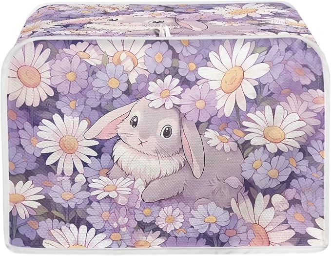 UNICEU 2 Slice Quilted Toasters Cover, Daisy Bunny Cute Print Dust-proof Toasters Cover Bread Maker Cover Kitchen Small Appliance Dust Cover