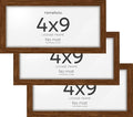 Homeforia 4x9 Business License Frame Brown, High End Dark Oak 4 x 9 Certificate Frame, 9x4 Wood Document Frames for Wall or Tabletop, 4by9 inch Walnut Wooden Frames, Tempered Glass, Wall Kit, Set of 3