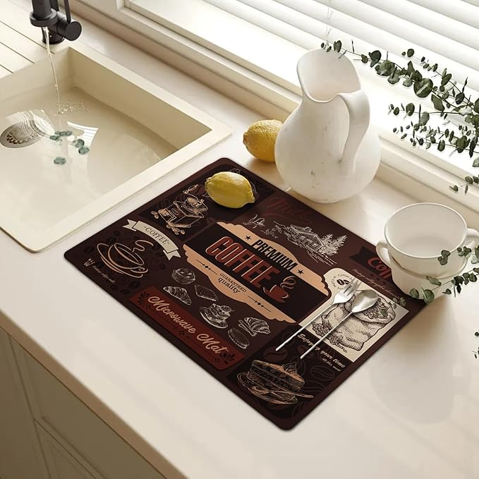 Rubber Mat for Microwave Top Cover, 18"x14" Non Slip Nonstick Heat Resistant Microwave Kitchen Counter Protector Mat, Air Fryer Pad for Counter Heat Resistant