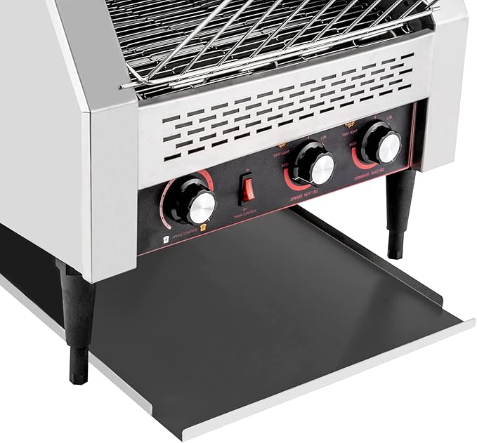 Commercial Conveyor Toaster-450 Slices/H, 2600W Stainless Steel Toasters with Seven Speeds & Independent Temperature Control, Toaster Ovens Countertop for Raditional White Slices (TT-450L)