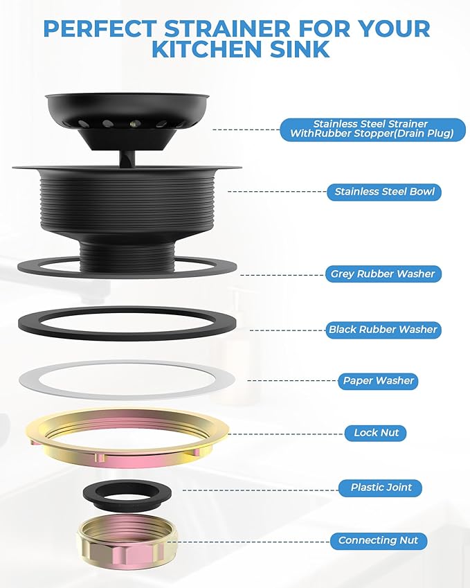 3-1/2 Inch Kitchen Sink Drain with Strainer Stopper Drain Assembly Removable Basket Strainer Plug fit Standard Sink Drain Hole, Stainless Steel Oil Rubbed Bronze
