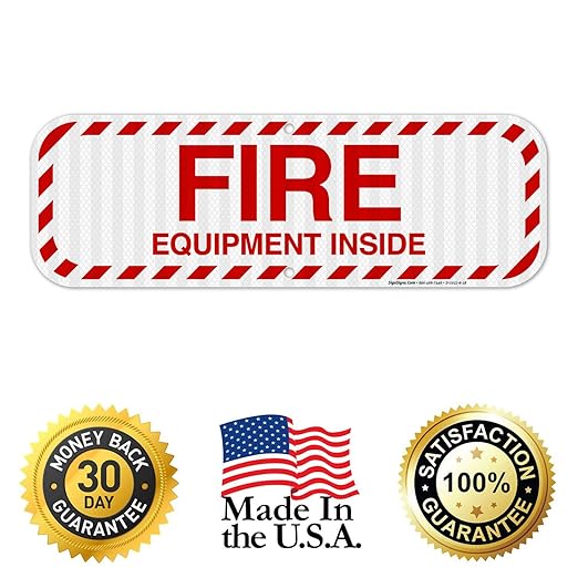 Fire Equipment Inside Sign, Fire Safety Sign, 6x18 Inches, 3M EGP Reflective .063 Aluminum, Fade Resistant, Indoor/Outdoor Use, Made in USA