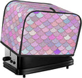 2 Slice Pink Mermaid Fish Scales Toaster Cover, Dust Proof & Fingerprint Protection with Pocket, Portable Kitchen Accessories