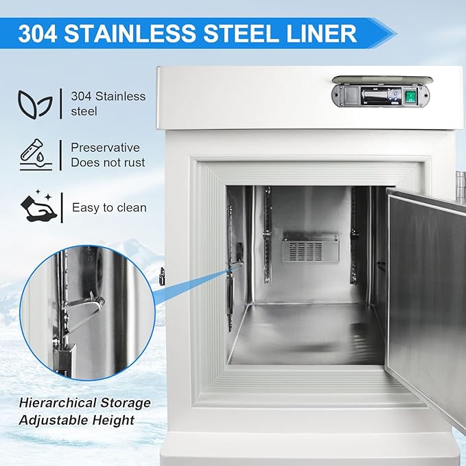Ultra-Low Temperature Freezer, 58L Capacity -40C to -86C Laboratory Freezer Large-Capacity ULT Refrigerator for Sample Storage with Temperature Alarm Function