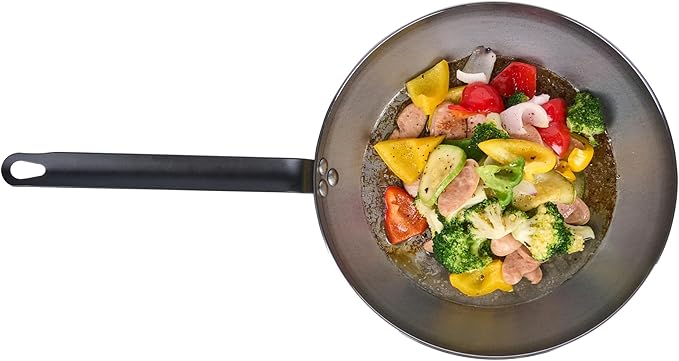 Restaurantware Met Lux 12 Inch Fry Pans, 6 No-Stick Frying Pans - Induction-Ready, Triple-Riveted, Silver Carbon Steel Cooking Skillets, Durable, For Searing, Sauteing, And Browning Food