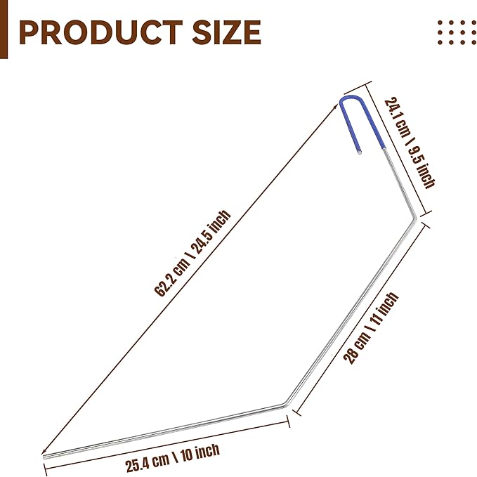 Deep Fryer Cleanout Rod 25" Stainless Steel Angled Drain Cleaning Unclogger Tool for Commercial Kitchen, Restaurant Fryer，1 PCS