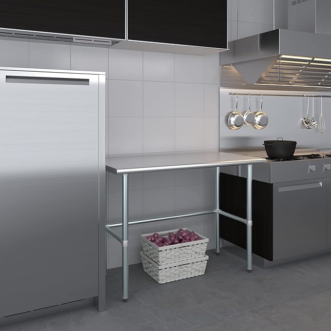 AmGood 24" X 48" Stainless Steel Work Table Open Base | NSF Kitchen Island Food Prep | Laundry Garage Utility Bench