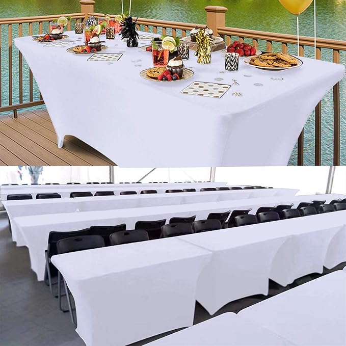RELIANCER 1 Pack Stretch Spandex Table Covers for Rectangular Tables,6FT Elastic Fitted Tablecloth,Universal Rectangular Table Cloth Protector for Outdoor Party,Wedding,Bar,Birthday,Banquet,Events