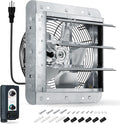 10 Inch Shutter Exhaust Fan with Thermostat and Speed Controller, Wall Mounted Vent Fan for Attic, Greenhouse, Shed, Garage, Chicken Coop, Shop Ventilation, 820 CFM, 1200 SQF Coverage Area