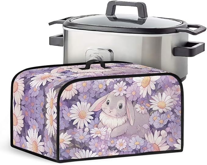 Rabbit 6-8 Qt Slow Cooker Dust Cover Flower Slow Cooker Cover Slow Cooker Cover Compatible with 6-8 qt Slow Cooker Kitchen Living Room Decor for Easter