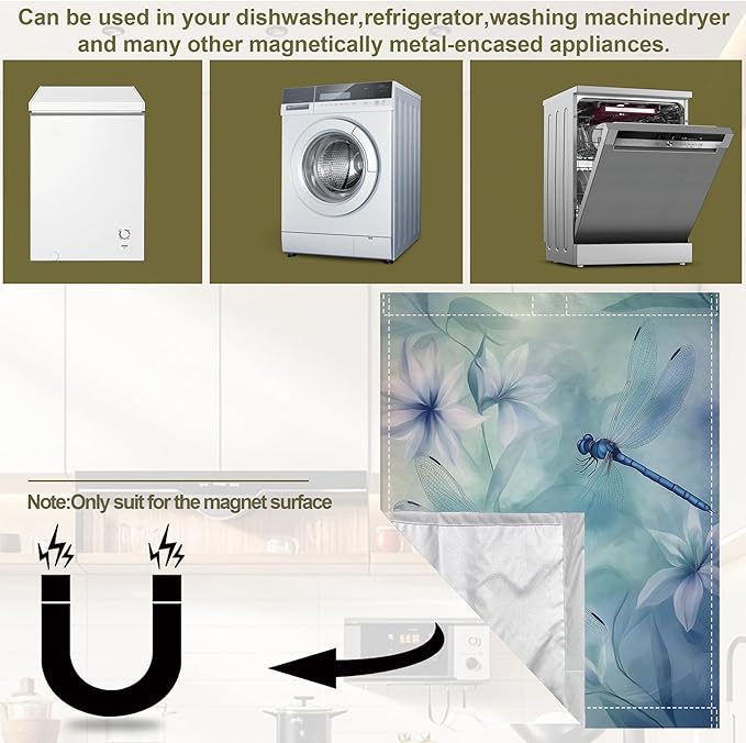 Watercolour Dragonfly Magnetic Dishwasher Cover,Dishwasher Covers for The Front Magnetic Dishwasher Panel Decal Cover for Kitchen 23x26inch