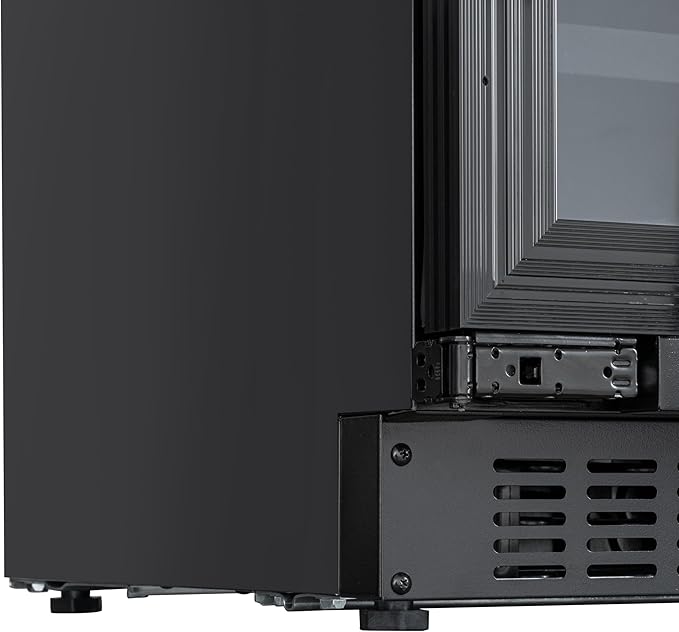 KoolMore Reserve 24 in. French Door Dual Zone Panel Ready Under-Counter Cooler with Black Shelves and 20 Bottle Capacity in the Right Zone and 2.1 Cu. Ft. on the Left in Black (KM-CWB24-BPR)