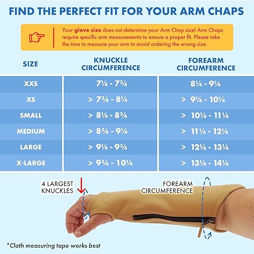 Arm Chaps Extended Elbow Leather Arm Guard - Arm Sleeve Protectors for Thin Skin and Bruising, Scratches & Cuts - Protective Arm Sleeve for Any Age- Left & Right Form-Fitting - Tan (1Pair/XX-Small).