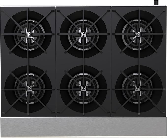 6 Burner Commercial Stock Pot Range, Heavy Duty Countertop Gas Stove, 168000 BTU, Stainless Steel Body with Cast Iron Burners, Natural Gas/Propane, 3/4" NPT
