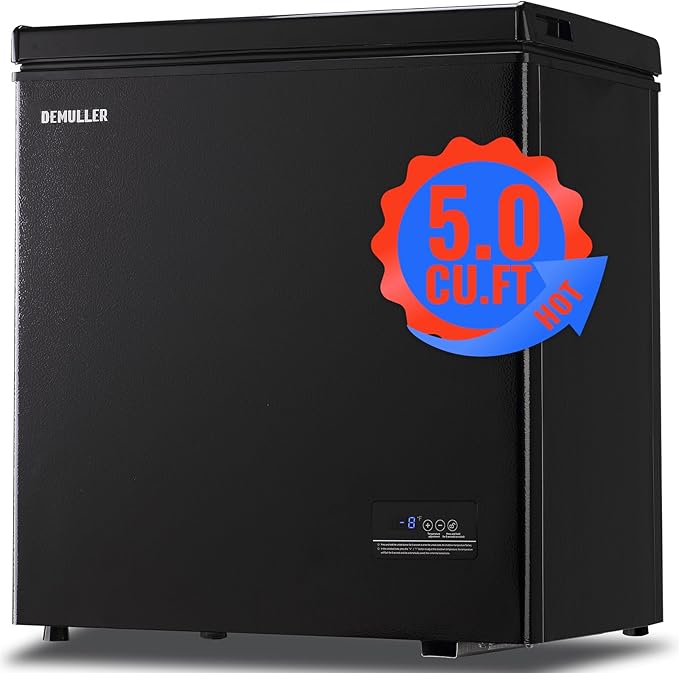 5.0 CU.FT Deep Freezer Top Open Door Mini Chest Freezer with Removable Storage Basket for Home Kitchen Garage