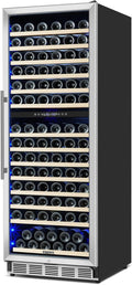 Dual Zone Wine Fridge Freestanding 175 Bottle, 24 Inch Large Capacity Built-in Wine Cooler Refrigerator with Upgraded Compressor Cooling and Intelligent Temperature Memory