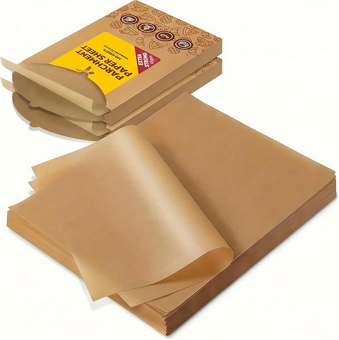 Katbite 800PCS Unbleached Parchment Paper Sheets, 12 x 16 IN Pre-Cut Baking Parchment, Heavy Duty Non-Stick Baking Paper for Half Sheet Cookie Bread Cake Pans, Grilling Meat Pizza,Oven,Air Fryer