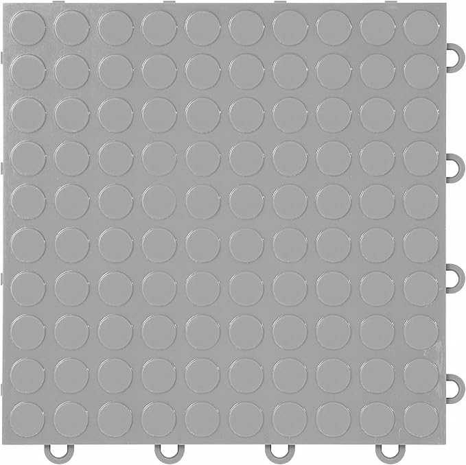 IncStores FlooringInc's Nitro 12"x12" Snap-Together Garage Flooring Tiles, Non-Slip Interlocking Plastic Floor Mat, Garage Organization & Storage, Coin Pattern, Gunmetal, 52 Tiles, 52 Sq/Ft