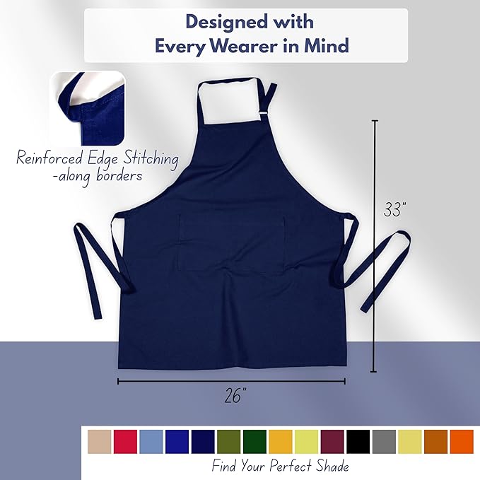 Native Fab Kitchen Apron 2 Pack - 100% Cotton Adjustable, Durable Apron with Pockets, Perfect for Cooking, Baking, Grilling