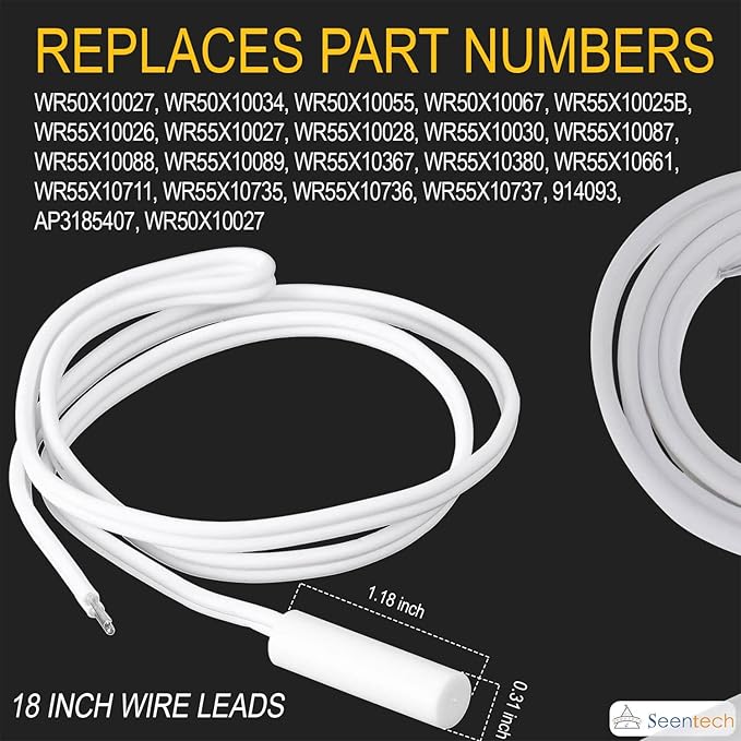 WR55X10025 Refrigerator Temperature Sensor by Seentech - Compatible with GE, Hotpoint Refrigerators & Freezers - Replaces AP3185407, 914093, AH304103, EA304103, PS304103 (Pack 1)