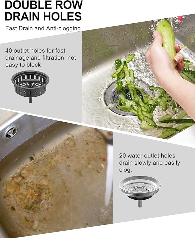 BOTEMY B9171 Bronze Kitchen Sink Drain Kit 3 1/2 Sink Strainer for Kitchen Sink with Stainless Steel Strainer Stopper Drain Assembly Basket Strainer Fit Standard Sink Drain Hole