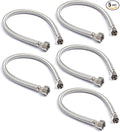 Stainless Steel Braided Water Connectors with Reinforced PVC Inner Hose for Faucets, 3/8" Compression x 1/2" FIP, 12" Length (5Pack)