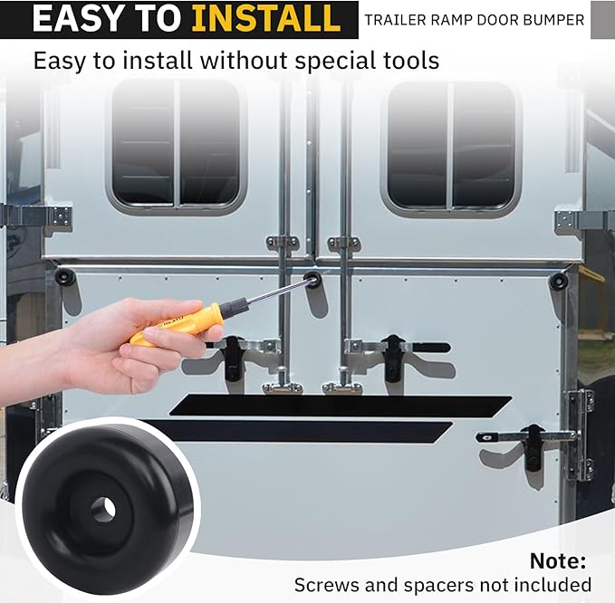 Trailer Ramp Door Rubber Bumpers - 2.5" Round Rubber Bump Stops for Cargo Trailer Doors, RV Doors & Truck Tailgates (Black, 4 Pack)