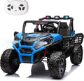 24V 2 Seater Ride On Car for Kids, Electric Car with Remote Control, Battery Powered Side by Side Ride On UTV, 4x4 Ride On Truck with Bluetooth, Blue