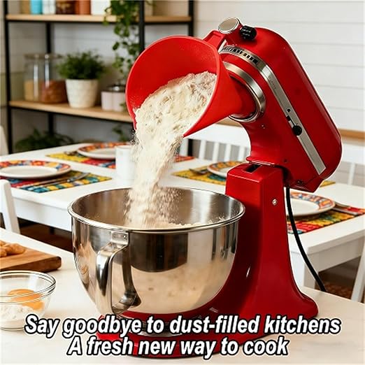 Flour Funnel for Kitchen Aid Mixer, Stand Mixer Attachment, Easy Pour No-Mess Attachment, Anti-Splash Accessory, Durable Dishwasher-Safe Baking Tool (Purple)
