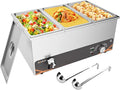 Commercial Food Warmer, 3 Pan 25QT Bain Marie Stainless Steel Electric Food Warmers, 1500W Buffet Warmer Soup Warmer with Temperature Control, Tap, Soup Spoon, for Catering Parties Restaurants