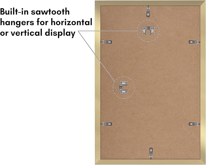 Americanflat 11x17 Picture Frame with Polished Plexiglass - Set of 5 - Use as 9x15 Frame with Mat or Display 11x17 Photo Without Mat - Galleria Collection - Picture Frames for Wall Display - Gold