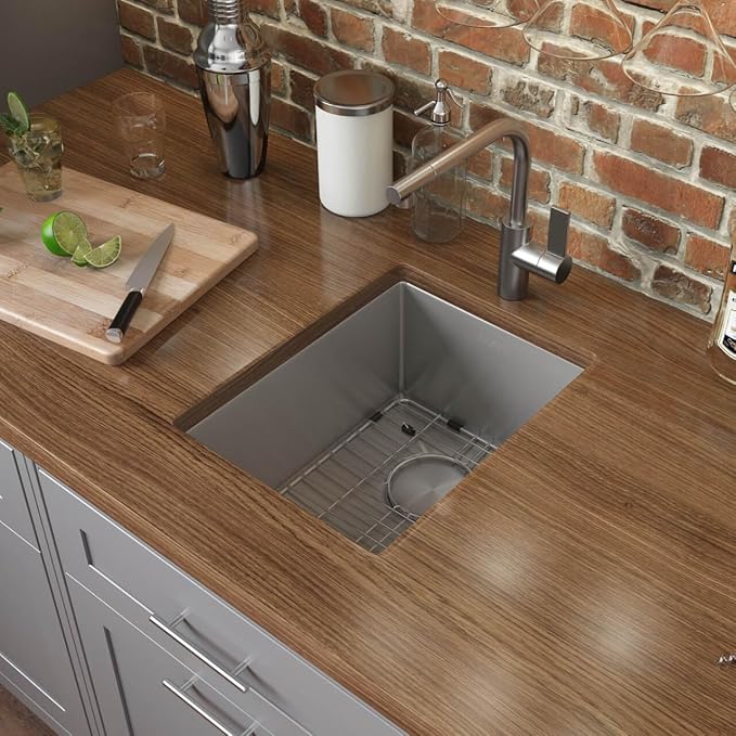 Ruvati 10-inch Rounded Corners Undermount Wet Bar Prep Sink Tight Radius - 16 Gauge Stainless Steel Bar Sink Single Bowl with Brushed Finish hides scratches, Easy-to-Clean Undermount Sinks - RVH7010