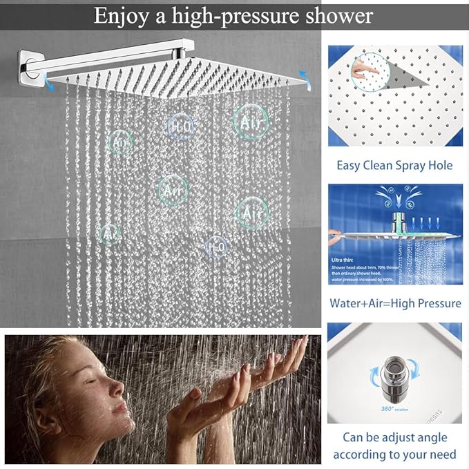 Shower Faucet Set Polished Chrome Shower System, Knob Switch Diverter Shower Faucet with High Pressure Handheld Spray, Wall Mount 10 Inch Shower Head with 6 Inch Wall Mount Shower Head