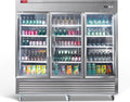WESTLAKE 82" W Commercial Display 3 Glass Door Refrigerator Merchandiser 3 Section Stainless Steel Reach-in Glass Door Upright Fan Cooling 72 Cu.ft Cooler for Restaurant, Bar, Shop, etc