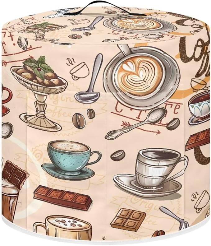 TODIYADDU Coffee Chocolate Electric Pressure Cooker Cover Round Protective Cover Bag with Pocket and Handle for Instant Pots or Rice Cooker Kitchen Small Appliance Dust Covers Holiday Present