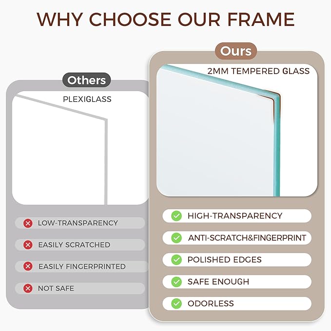 12x12 Picture Frame, Solid Oak Wood 12"x12" Photo Frame for Wall, 12 x 12 Frame Matted to 8 x 8, Square 12x12 Frame, Tempered Real Glass, 12 x 12 Collage Gallery Frames - Natural Oak Color, 1 Pack