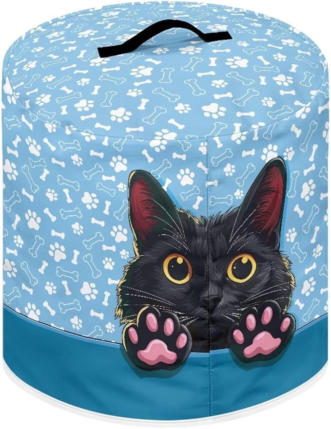 TODIYADDU Black Cat Paw Print Pressure Cooker Cover for Women Trendy Instant Pot Cover with Top Handle and Pocket Kitchen Appliance Cover Dust Cover for 3 Quart Instant Pot and Extra Presents, M
