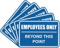 All Quality Classic Framed Employees Only Beyond This Point Wall or Door Sign | Easy to Install Business Signage - Small (Navy Blue) 5 Pack