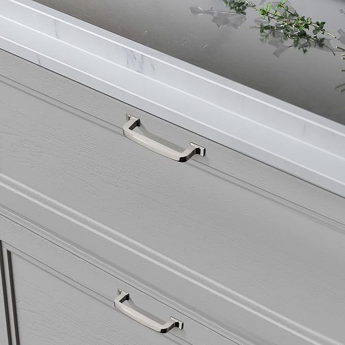 Khtumeware 2 Pack Nickel Cabinet Handles - 12 Inch Polished Pulls and Drawer Handles for Cabinets
