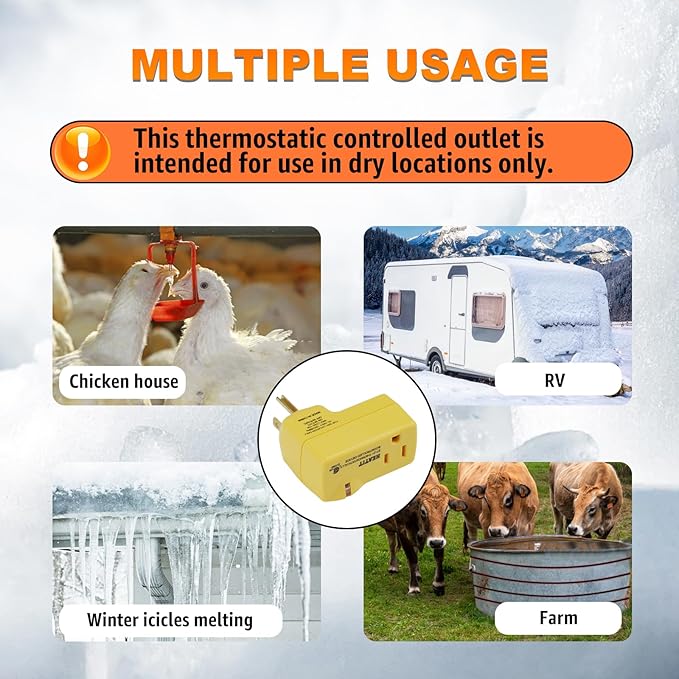 HEATIT ET-21 3-Piece Set Freeze Thermostatically Controlled Outlet On at 38F /Off at 50F