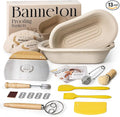 Wood Pulp Banneton Bread Proofing Basket Set, Banneton Basket Kit, Sourdough Bread Baking Supplies Making Tool (Oval Banneton Basket Set)