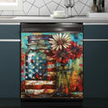 Farm Sunflower American Independence Memorial Day Dishwasher Magnet Cover,23" x 17" Dishwasher Cover,Magnetic Decal Vinyl Sticker Kitchen Decor Refrigerator Magnets Self Adhesive Wrap