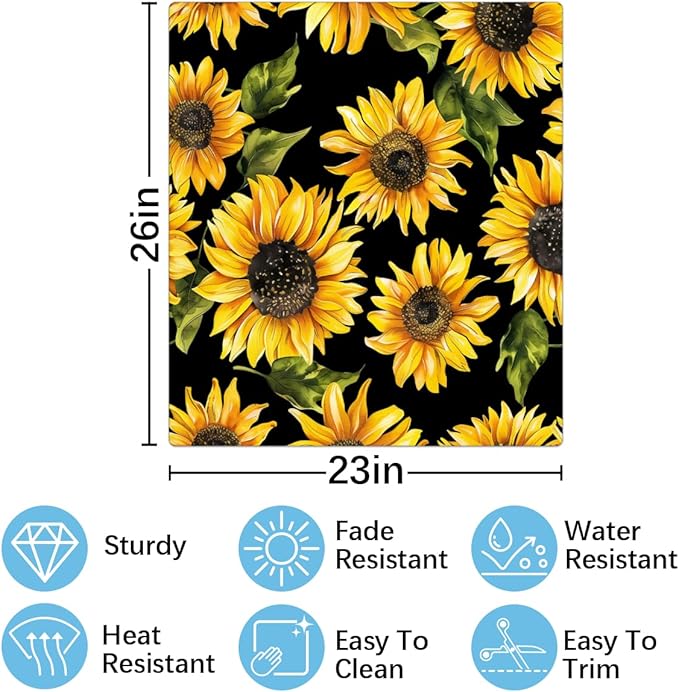 Watercolor Sunflower Dishwasher Magnet Cover for Door Front, Dishwasher Panel Decal Vintage Reuseable Refrigerator Magnet Cover Decal Fridge Stickers Home Decor, 23 x 26 Inch