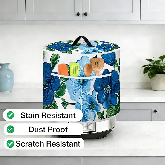 Rice Cooker Cover, Dust Cover for Kitchen Appliances with Handle and Storage Pocket, Easy to Clean Kitchen Decor Gift, Fits 3-6-8 Quart Instant Pot, Slow Cooker and Air Fryer