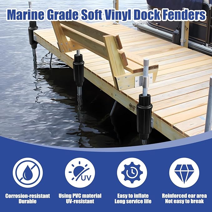 Dock Bumpers for Docking Dock Pole Bumpers,Slip-On Dock Leg Pipes and Mounting Brackets, Vertical Protection, Soft UV-Resistant Marine Grade Vinyl