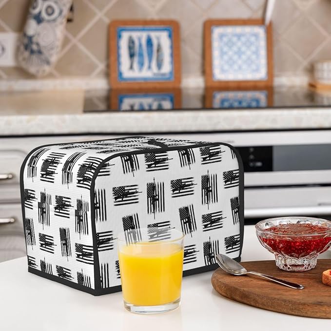2 Slice Toaster Cover American Hunting Flag, Polyester Dust & Fingerprint Protection with Pocket, Machine Washable Kitchen Appliance Cover