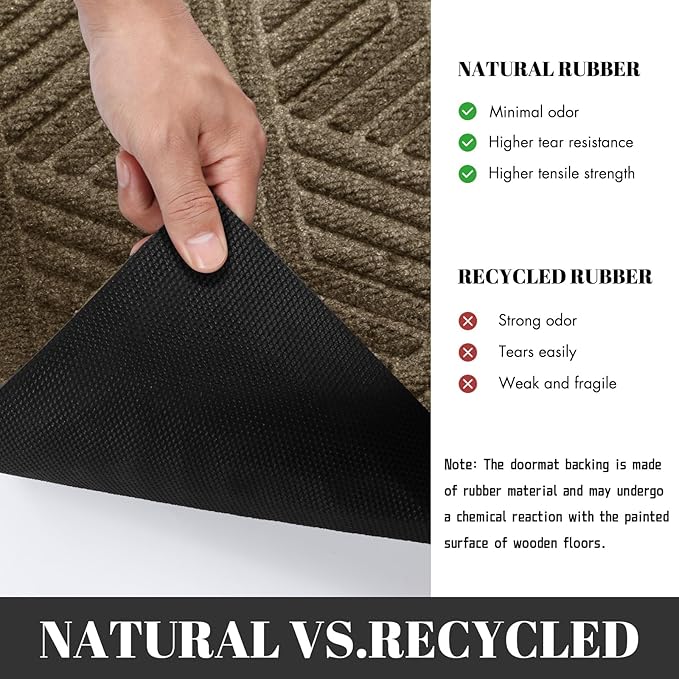 Yimobra Large Door Mat 47x32, All-Season Waterproof Outdoor Mats for Front Door Entrance with Drainage Holes, Heavy Duty Non-Slip Doormat for Garage Patio Entryway Indoor, Brown