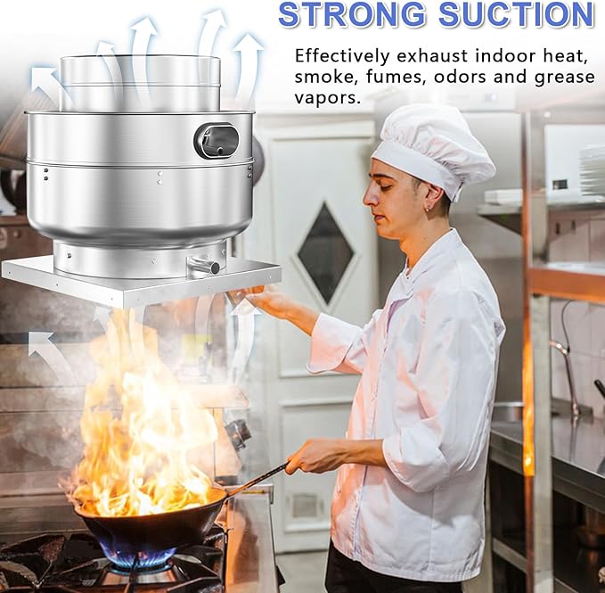 Restaurant Hood Grease Rated Exhaust Fan- Food Truck High Speed Direct Drive Centrifugal Upblast Exhaust Fan 1HP 110 Volt Single Phase Motor 3500 CFM