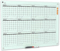 TSJ OFFICE Glass Calendar Whiteboard - 48 x 36 Inches Wall Mounted Dry Erase Yearly Planner for Wall, Large Magnetic Glass White Board for Office, Home & School